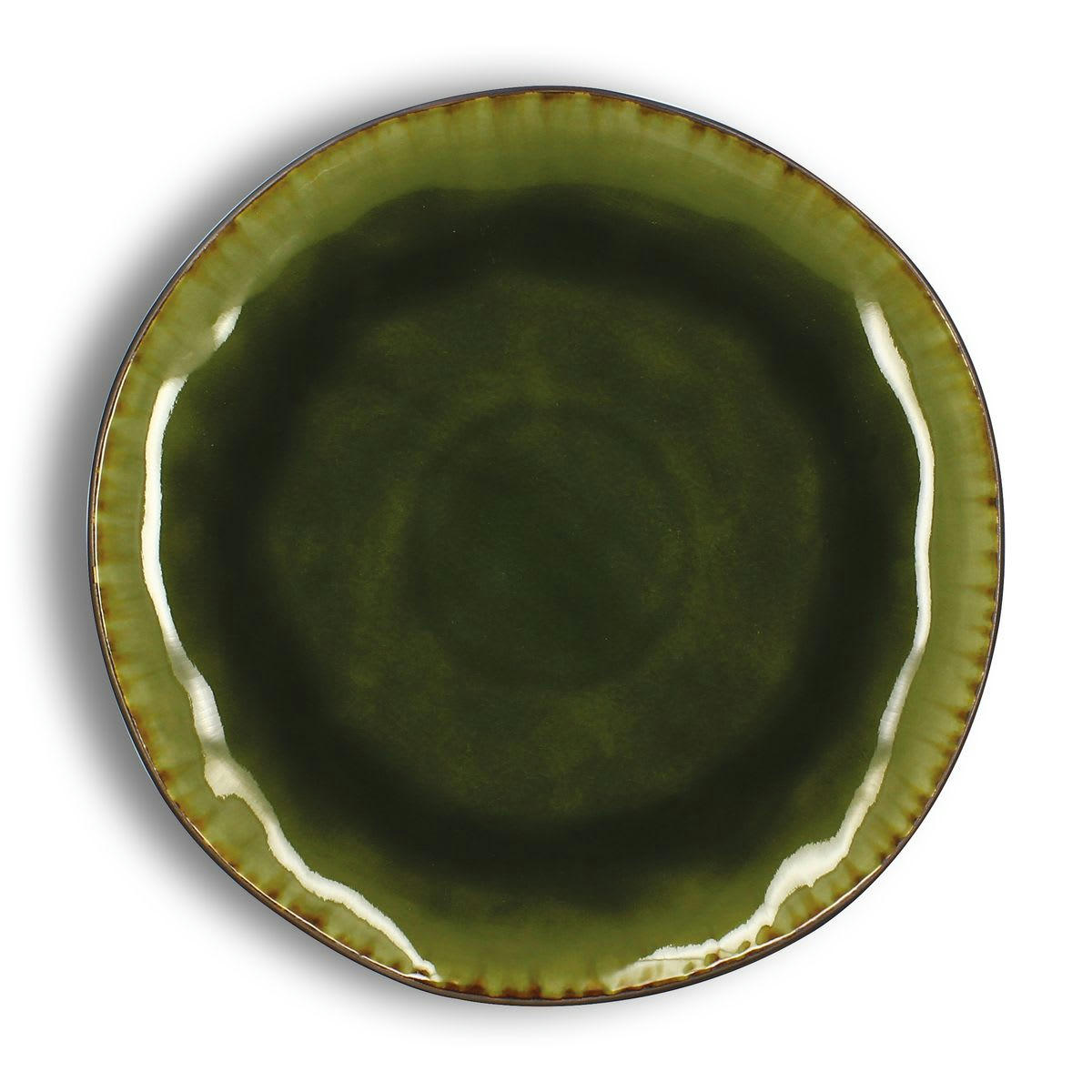 META - Lot de 6 assiettes plates en grès vert 27,5cm