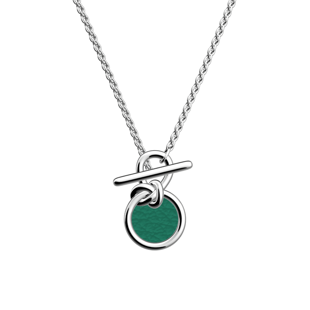 Collier Ariane, cuir réversible égée / Vert Antique
