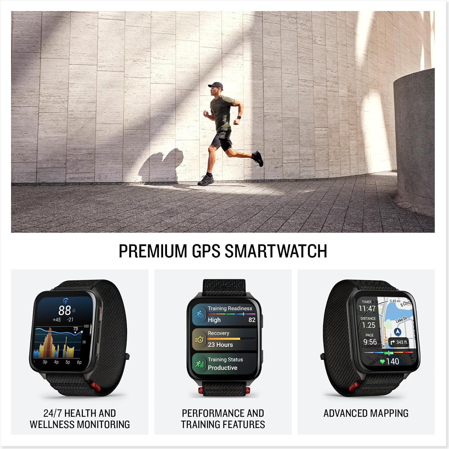 Garmin® Venu® X1  Thin and Lightweight GPS Smartwatch  AMOLED Display  Advanced Health and Fitness Features  Black with Slate Titanium Caseback and ComfortFit Nylon Band