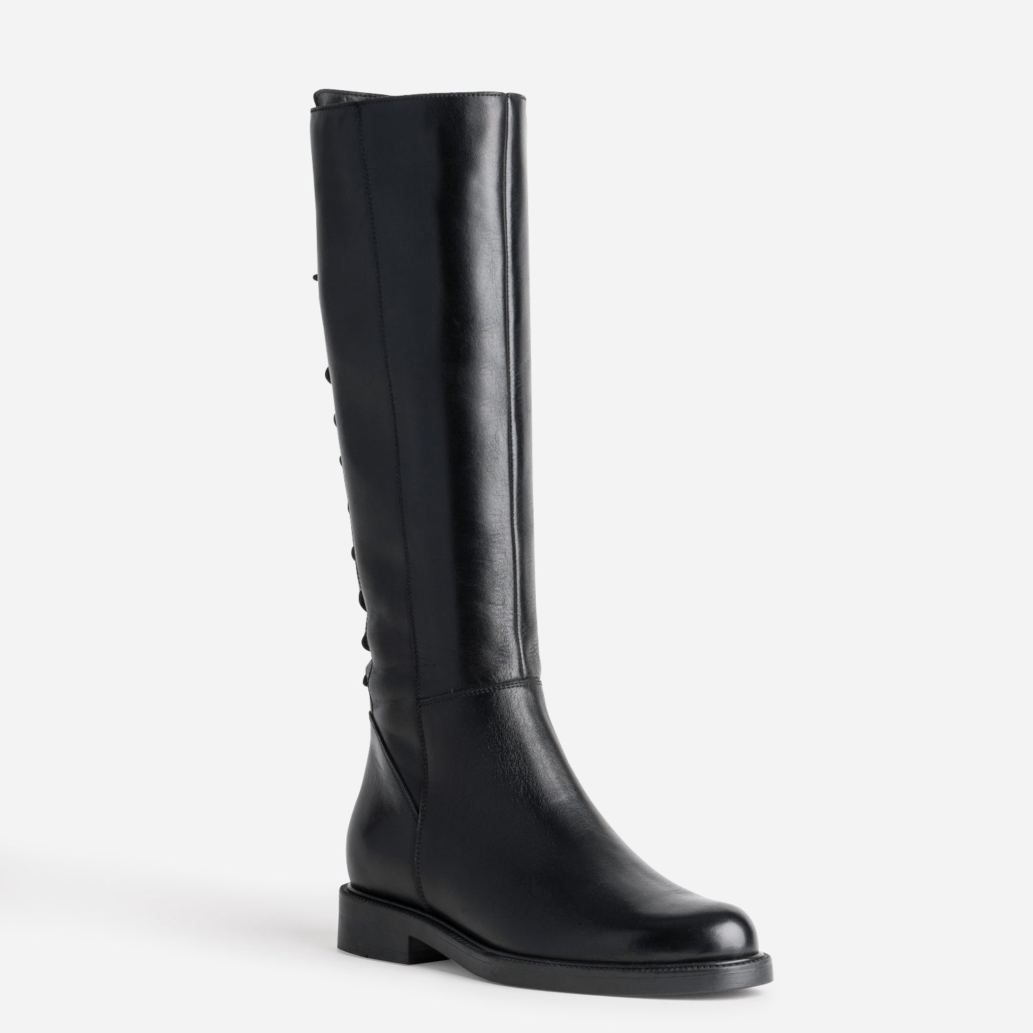 Botte noire cuir tige lacée