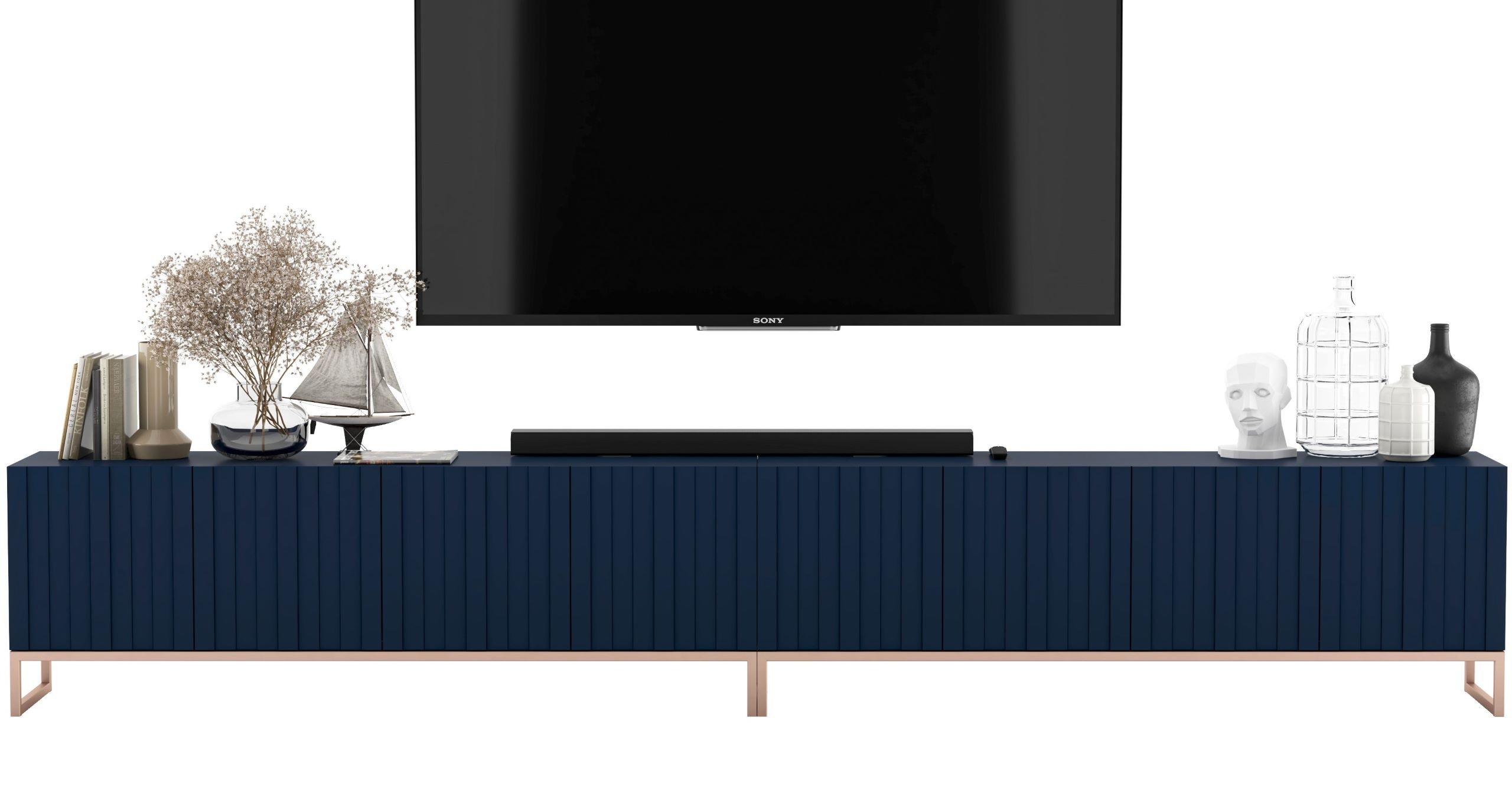 Szafka RTV Glamour Komoda RTV Granatowy MAT 300 cm