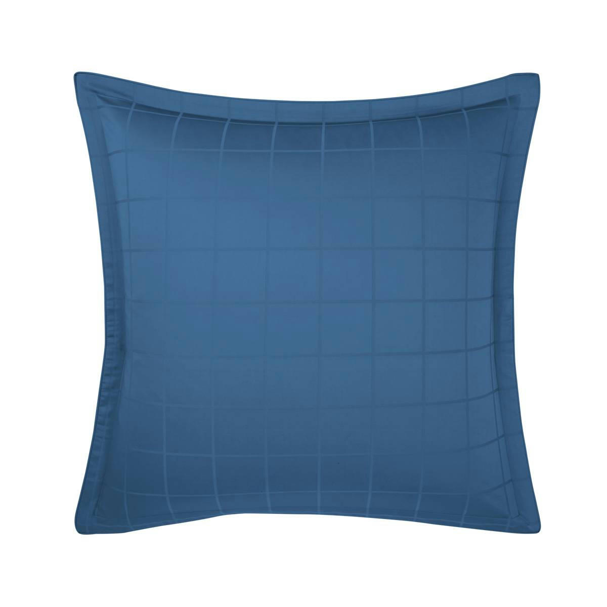 BAPTISTE - Taie d'oreiller en satin de coton bleu 65 x 65 cm