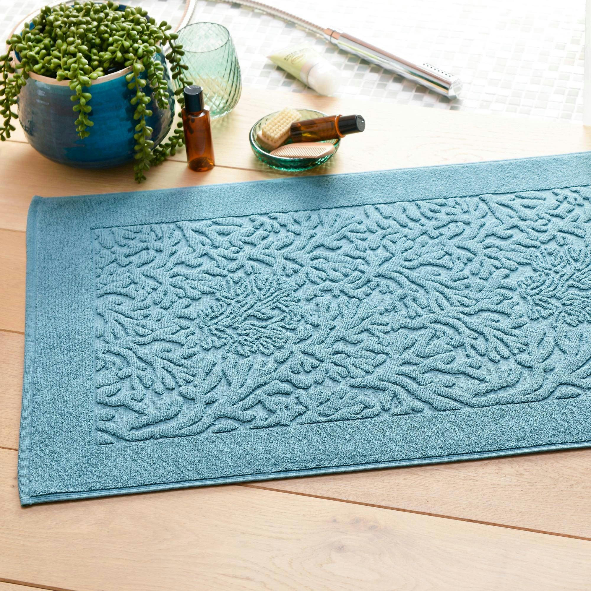 TAPALANE - Tapis de bain 60x100 bleu petrole en coton 800 g/m²