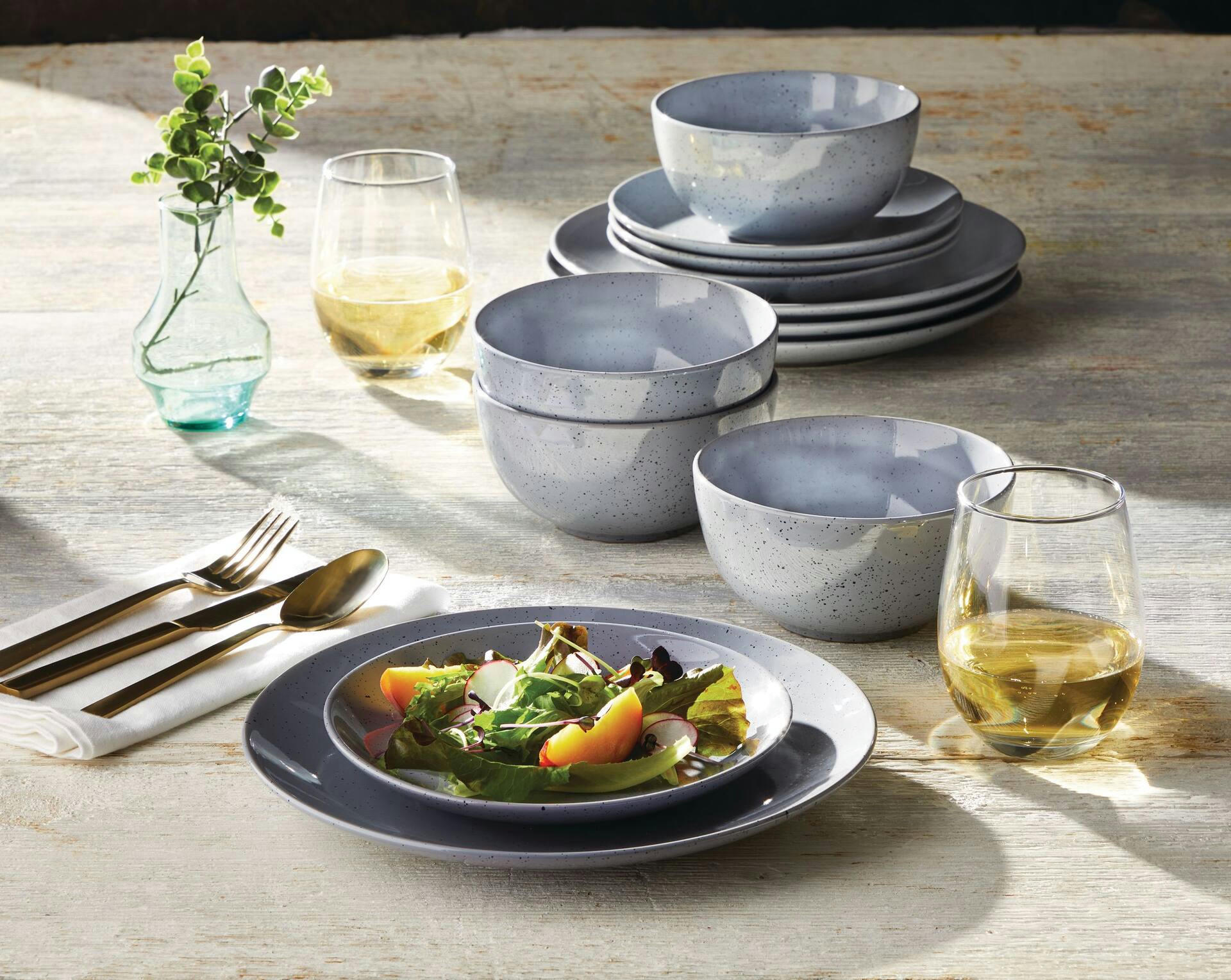CANVAS Almonte Stoneware Speckle Dinnerware Set, 12-pc
