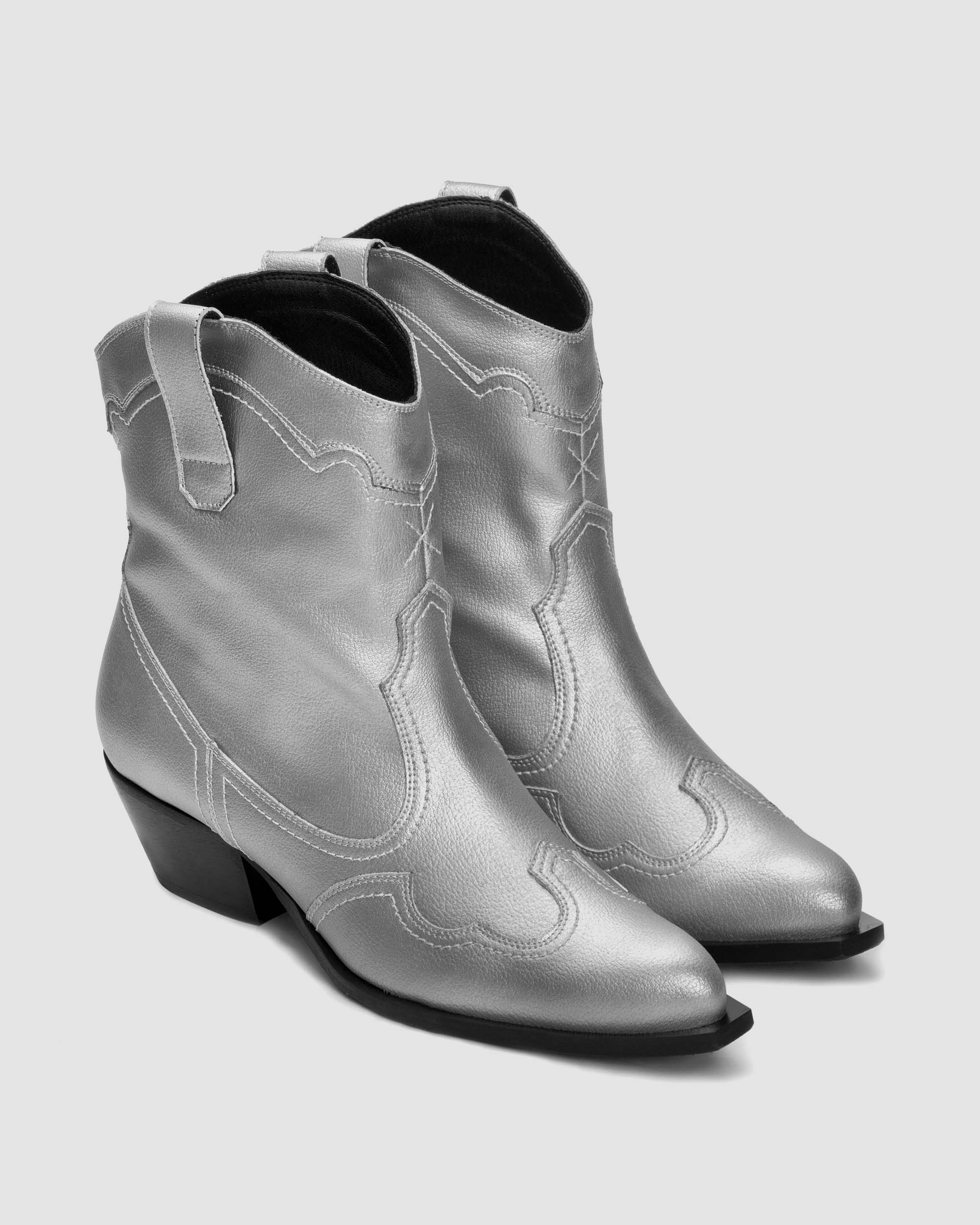 BOHEMA - Metallic Stitchy Kowbojki, ze skóry roślinnej, polska rodzinna marka