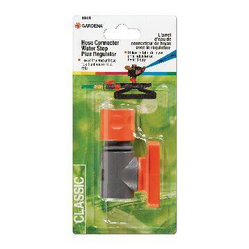 Gardena Classic Water Stop End Hose Connector with Regulator