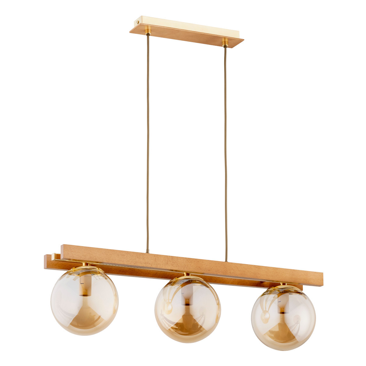 Lampa wisząca MEGI jasne drewno-złota-bursztynowy 3xE14x10W IP20 Alfa