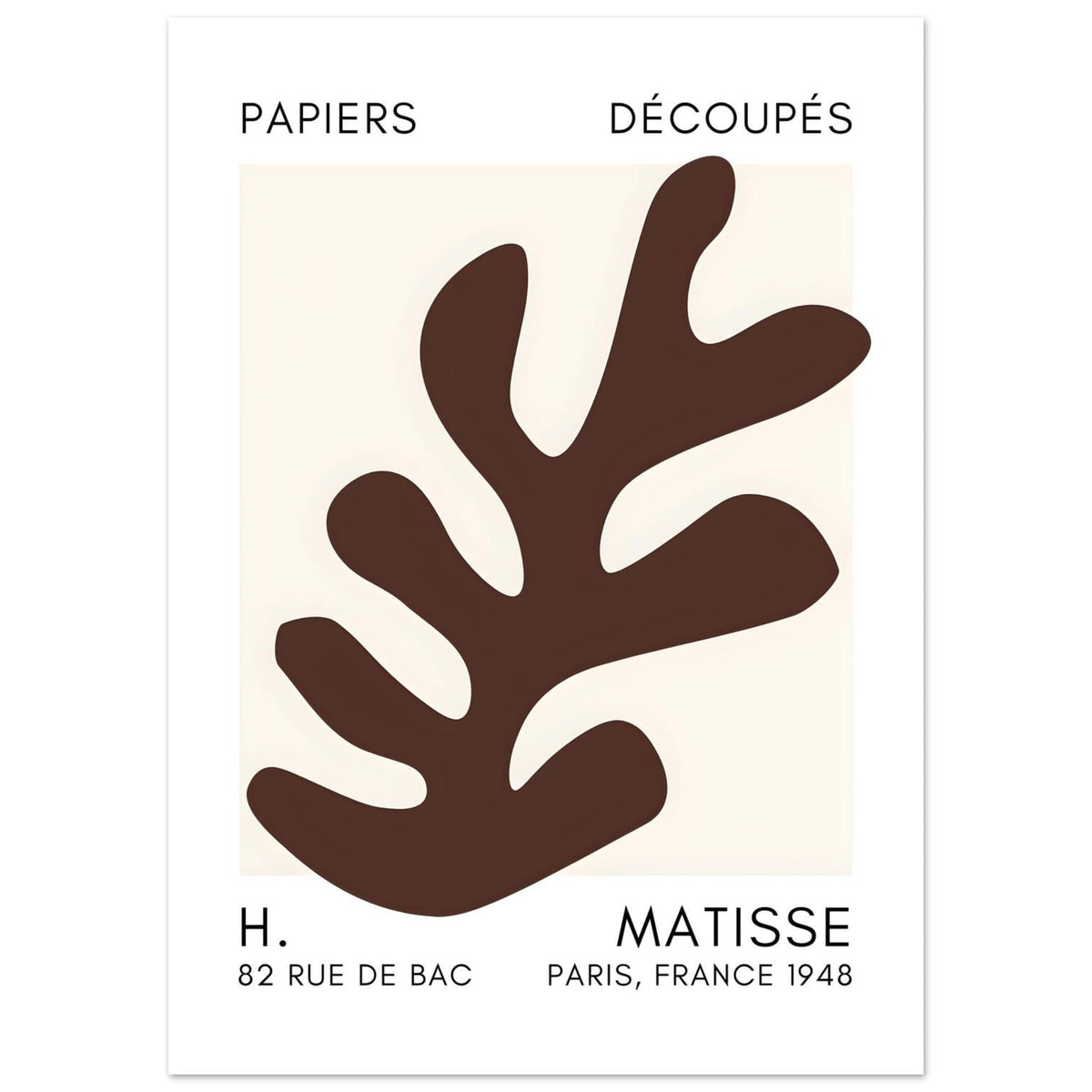 Artfulprints Poster Matisse – Ocean petals brown  - 50x70 cm - Bruin