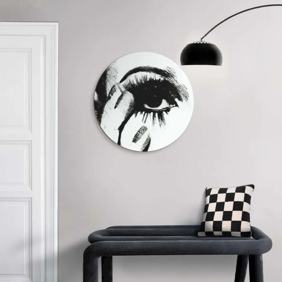 Glasschilderij Smokey Eye - &Oslash; 50 - Zwart-Wit