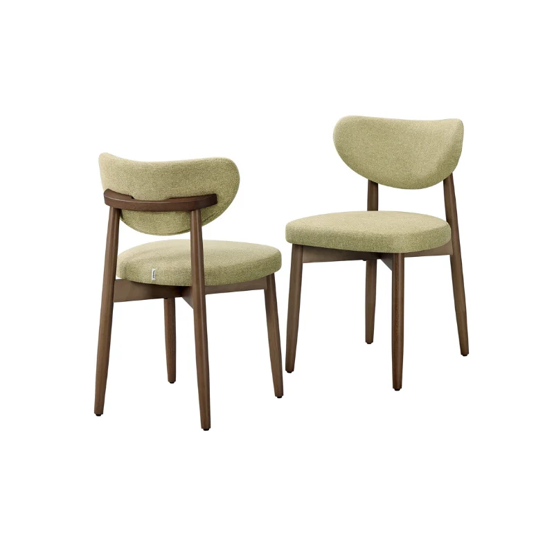 Collection Mazie-Chaises de salle à manger en tissu lin avec pieds en bois massif