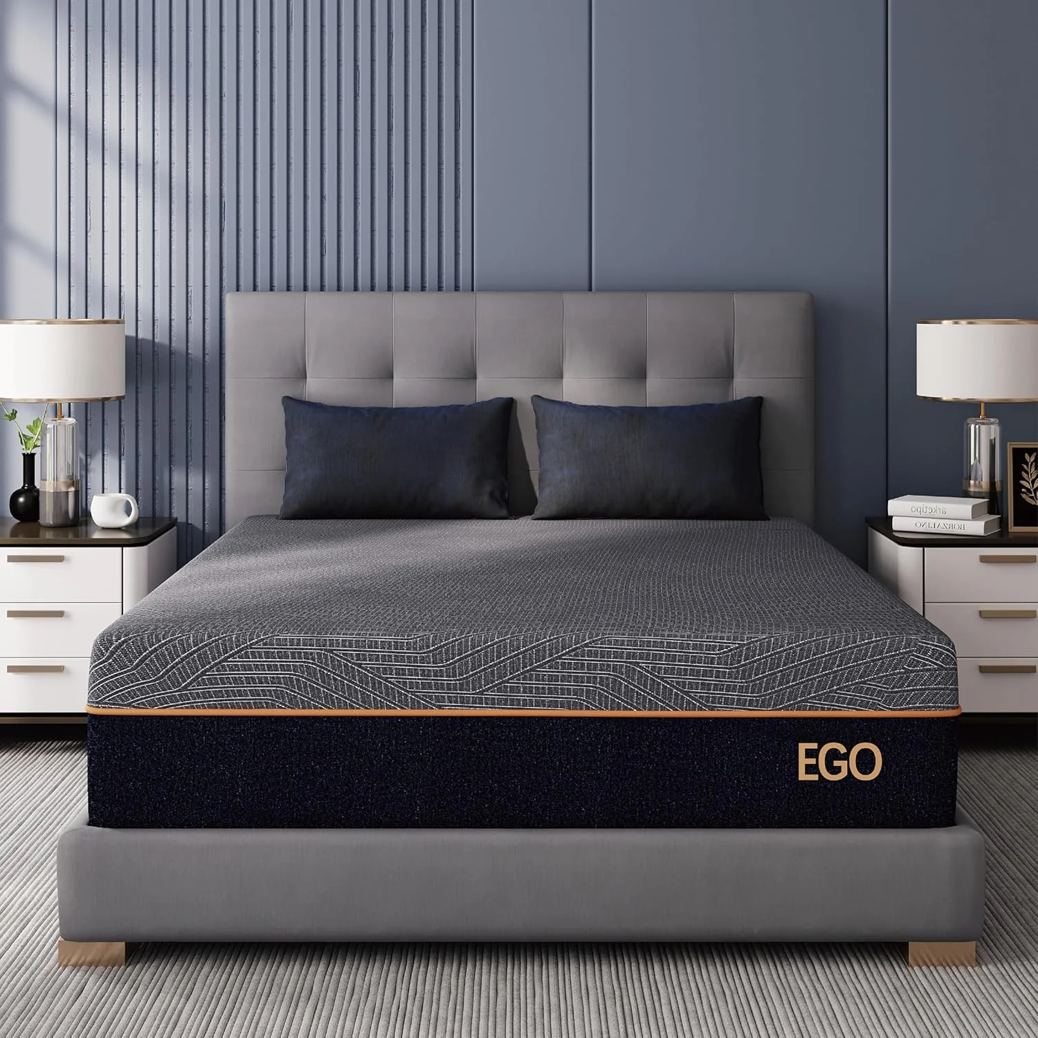 EGOHOME 14 Inch King Size Memory Foam Mattress for Back Pain, Cooling Gel Mattress Bed in a Box, Made in USA, CertiPUR-US Certified, Therapeutic Medium Mattress, 76x80x14 Black(12 Inch/Queen)