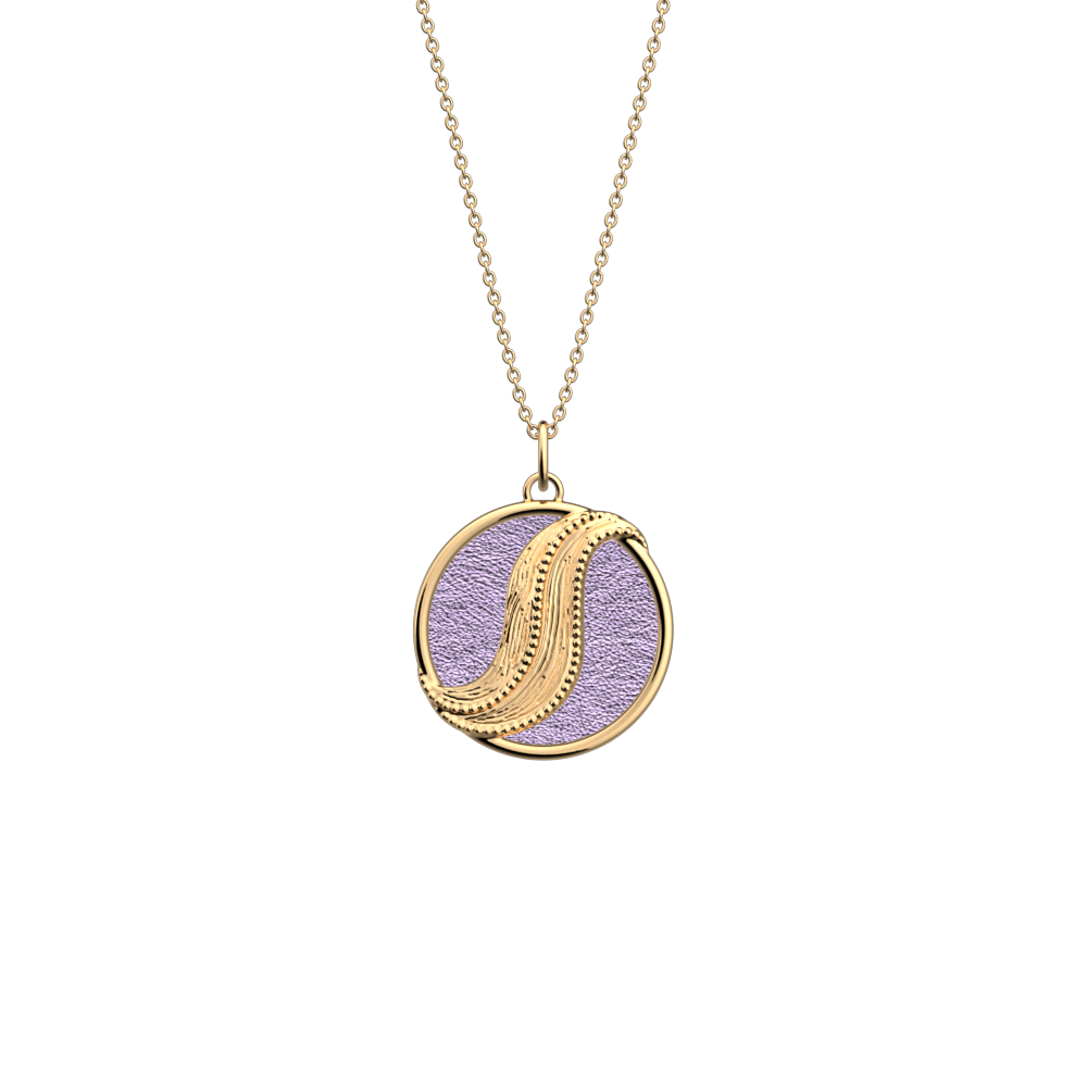 Collier Drapé, cuir réversible Violette Sauvage / Lavande Métallisée