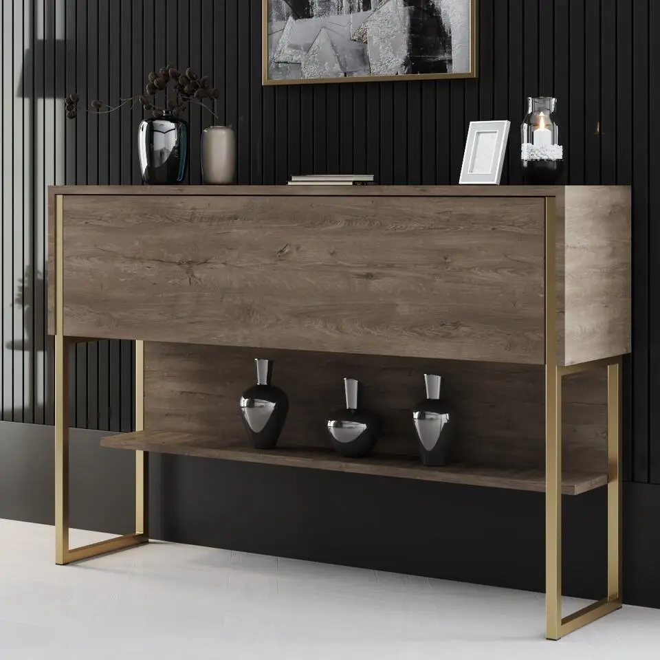 Dressoir Walnoot/Goud - 120x30x80cm - Luxe