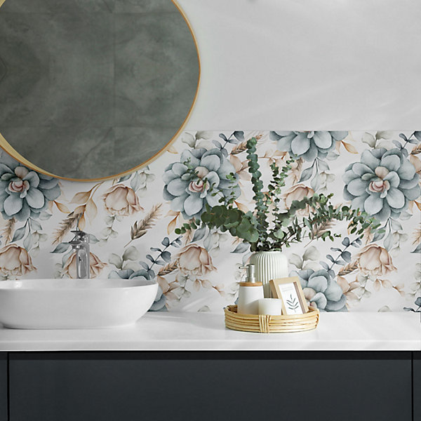 Panneau Décoratif Wallfluent 50x50 cm Motif Floral Végétal 4 pièces