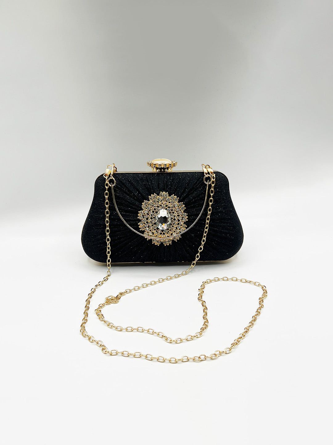 SVNX Ruched Jewel Clutch Bag