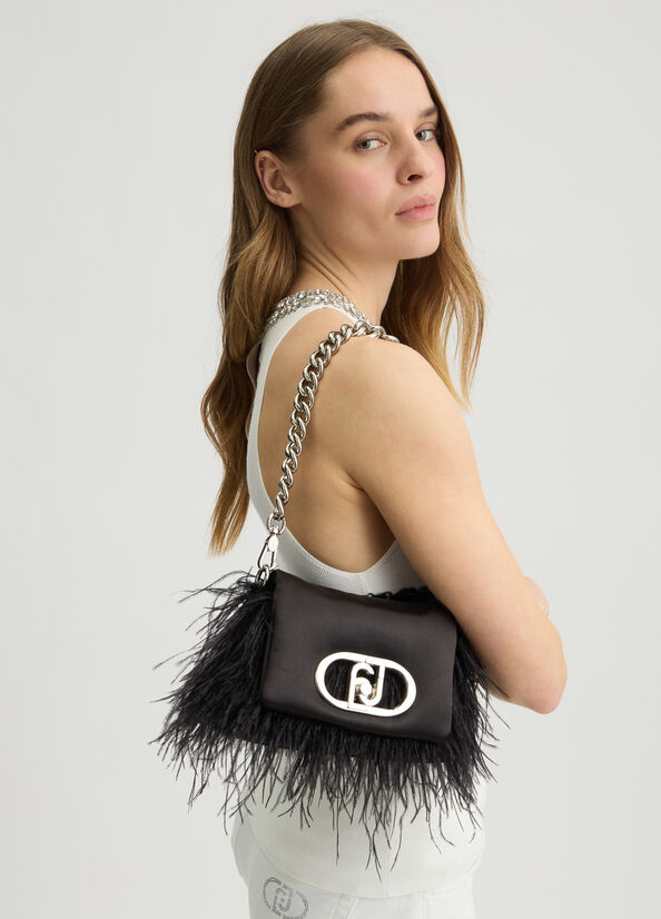 Borsa LaPuffy piccola con piume
