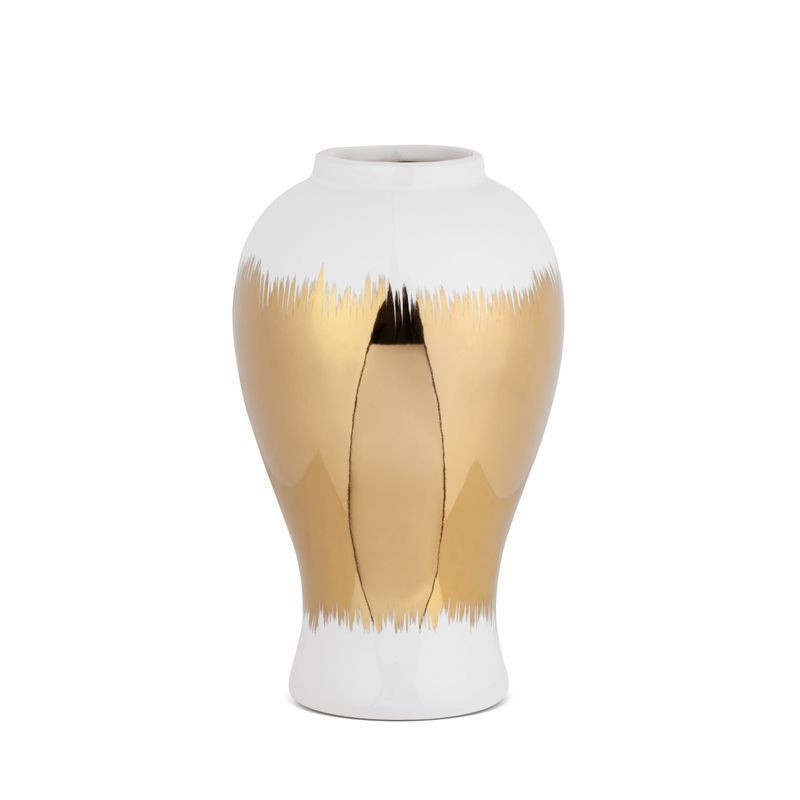 Wazon dekoracyjny ceramiczny TALA 17X26 biały   złoty