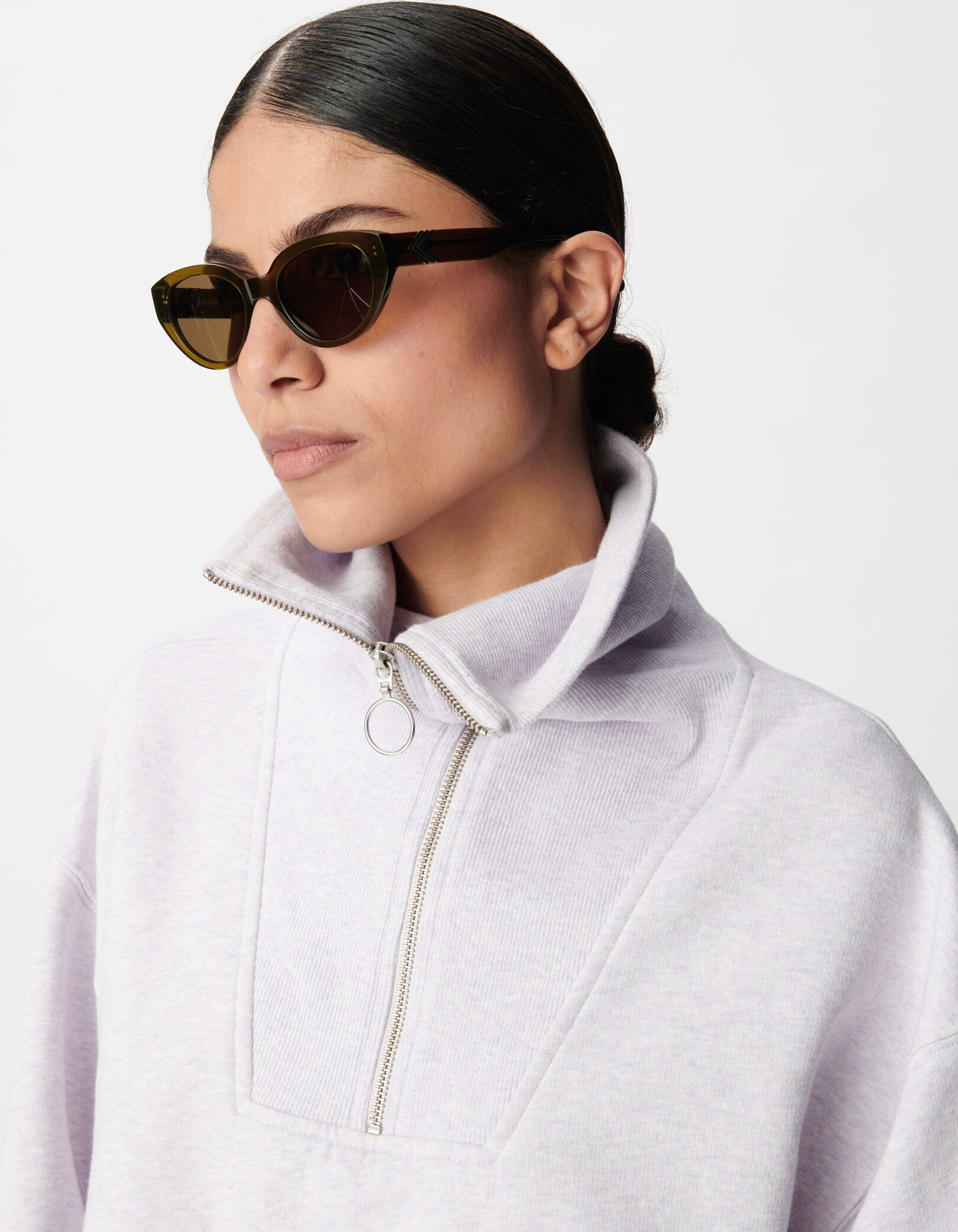 Sweat col camionneur lilas Femme