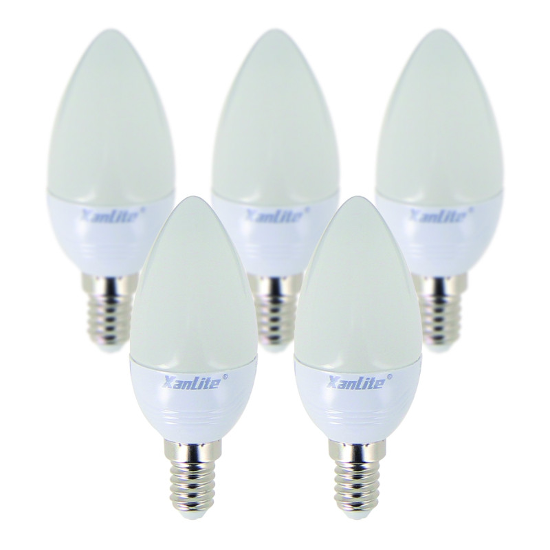 Ampoule flamme LED E14 blanc chaud 470 lm 6 W 5 pièces XANLITE