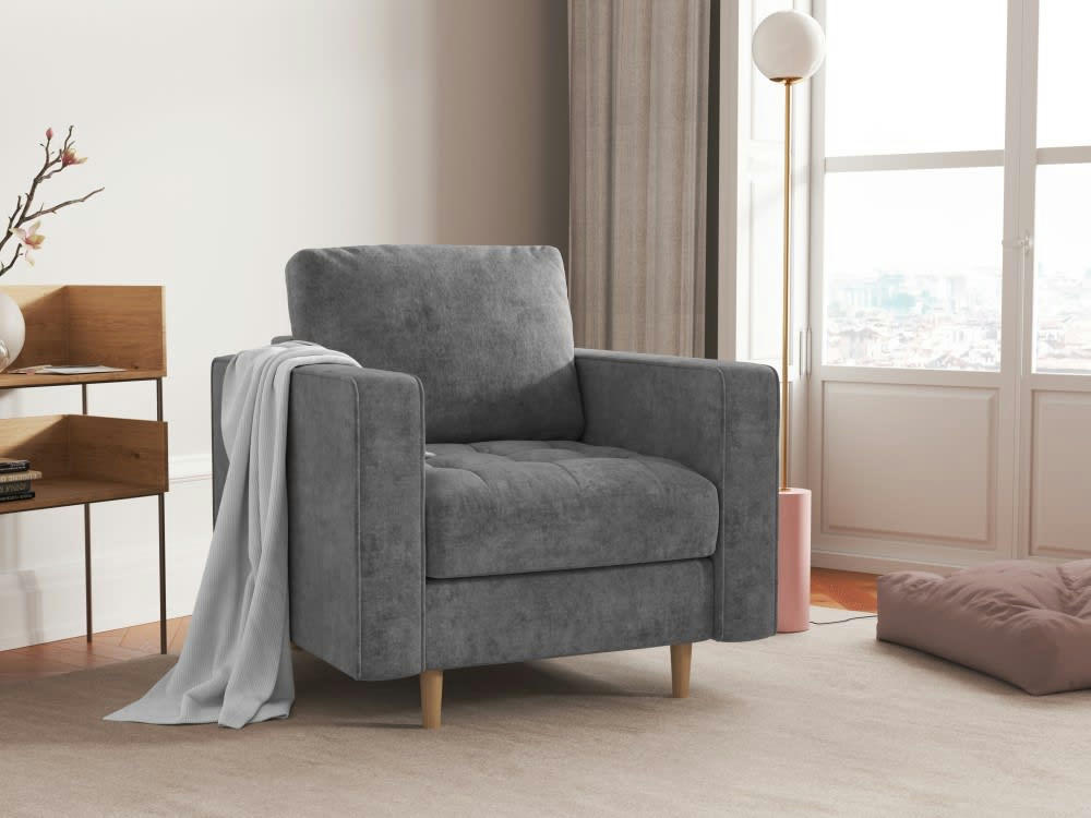 GOBI - Fauteuil en tissu structuré gris