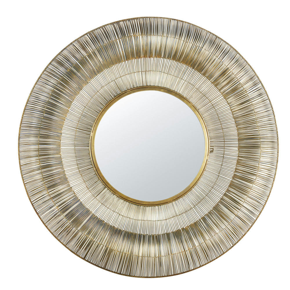 ICONE - Miroir rond en métal doré D101