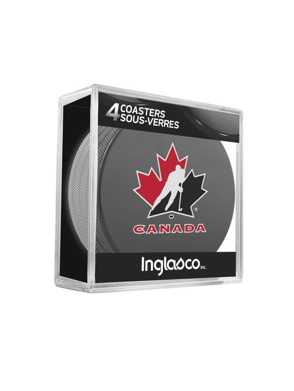 Team Canada Hockey Puck Drink Coasters, 4-pk