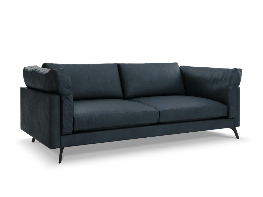 CAMILLE - Canapé 3 places en cuir bleu