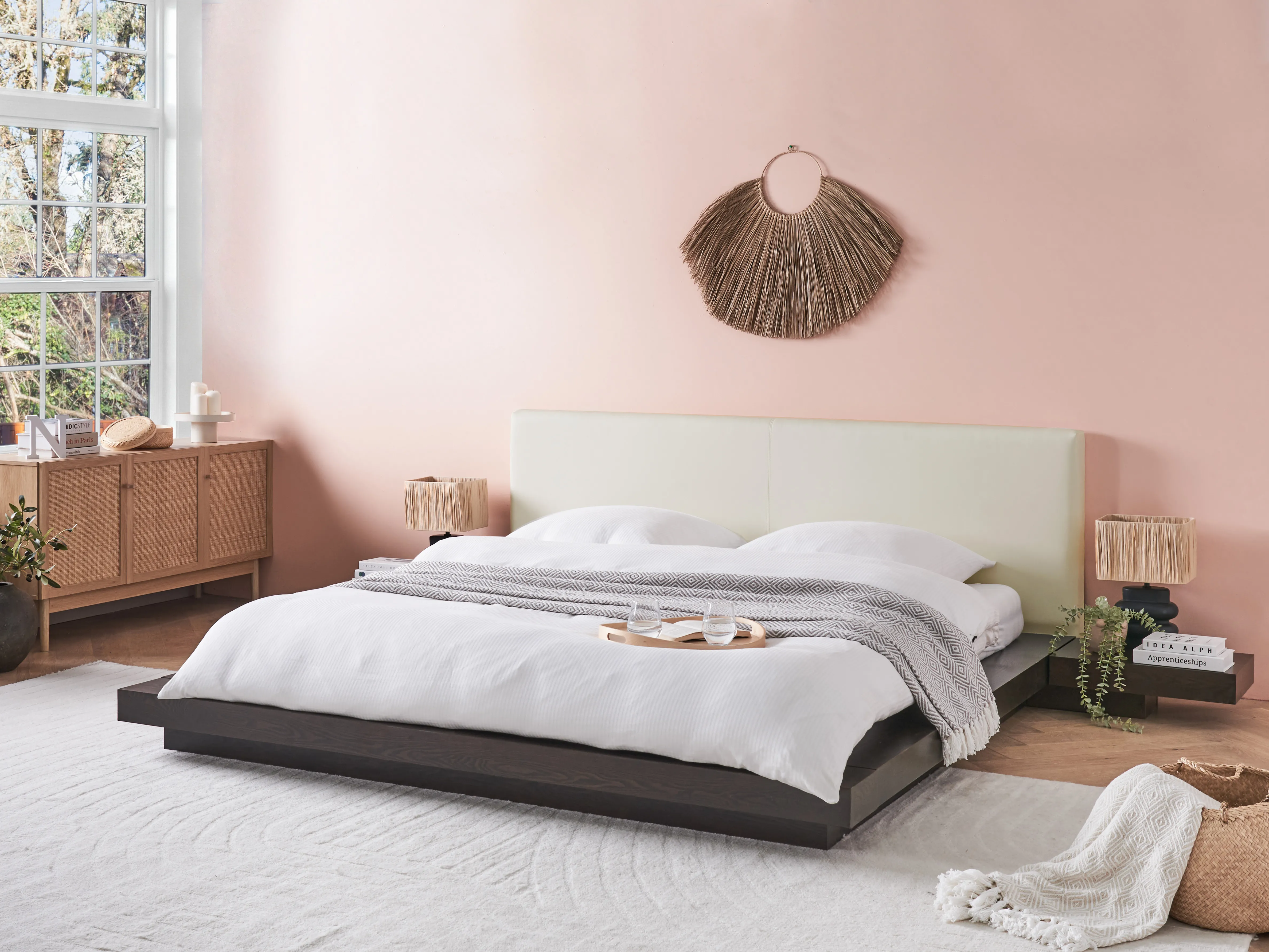 Bed Faux Leather ZEN 180 x 200 cm (EU Super King) Dark Ash Wood