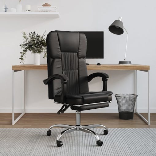 NNEVL Reclining Office Chair Black Faux Leather
