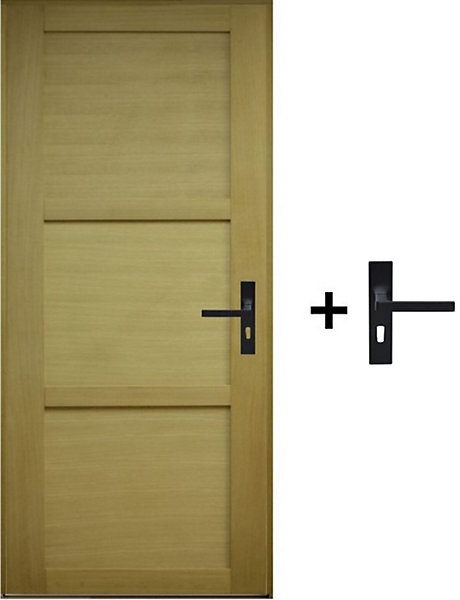 Bloc Porte Ayous 3 Panneaux H204 X L73 Cm Côte Tableau P.gauche, Poignee Gd Menuiseries