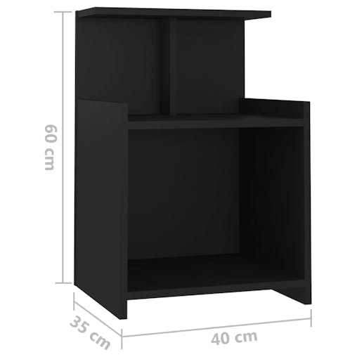 NNEVL Bed Cabinets 2 pcs Black 40x35x60 cm Chipboard