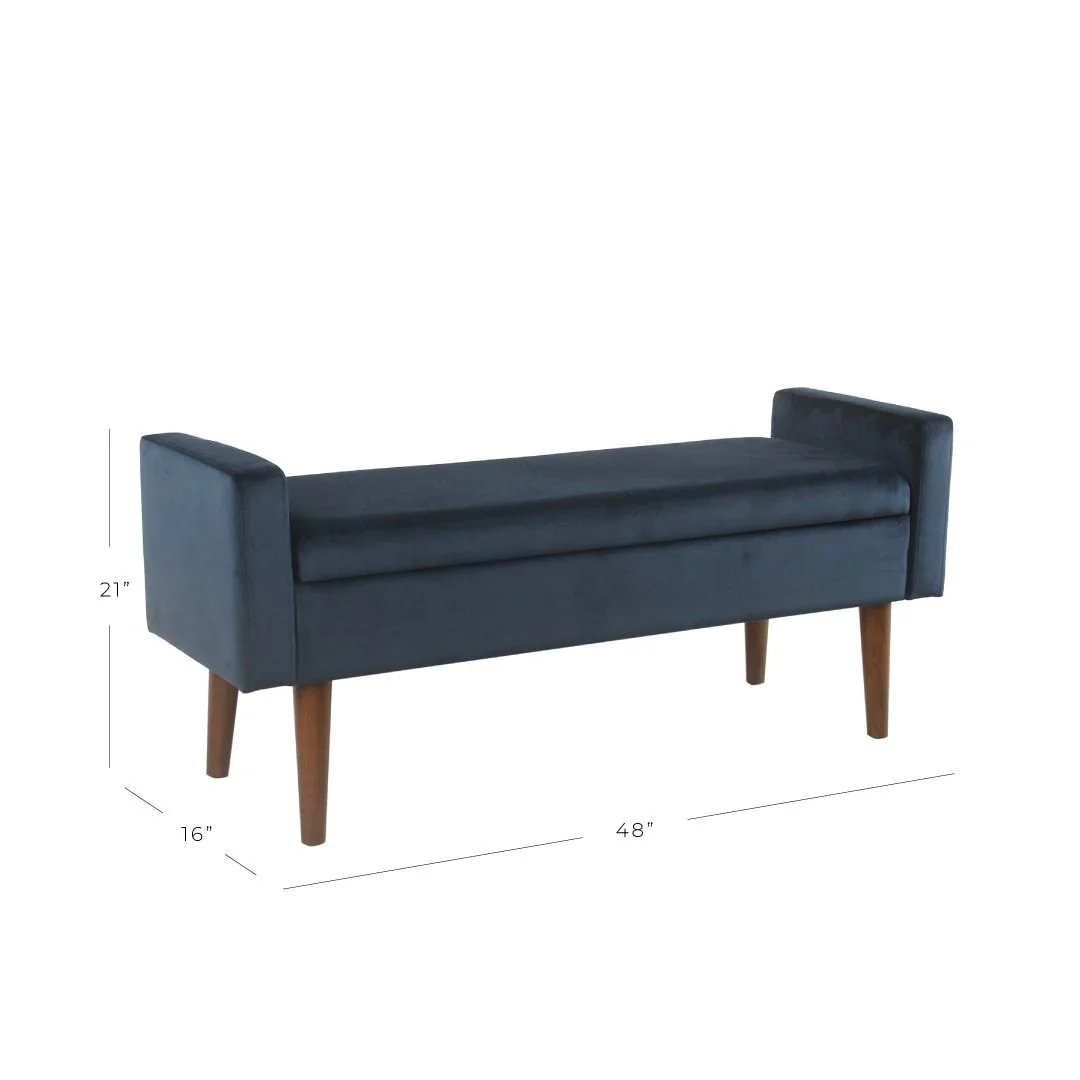 Carson Carrington Hamn Velvet Storage Bench - Dark Navy