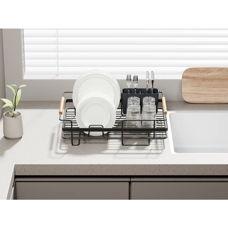 Habitat Wire Dishdrainer - Wood and Black