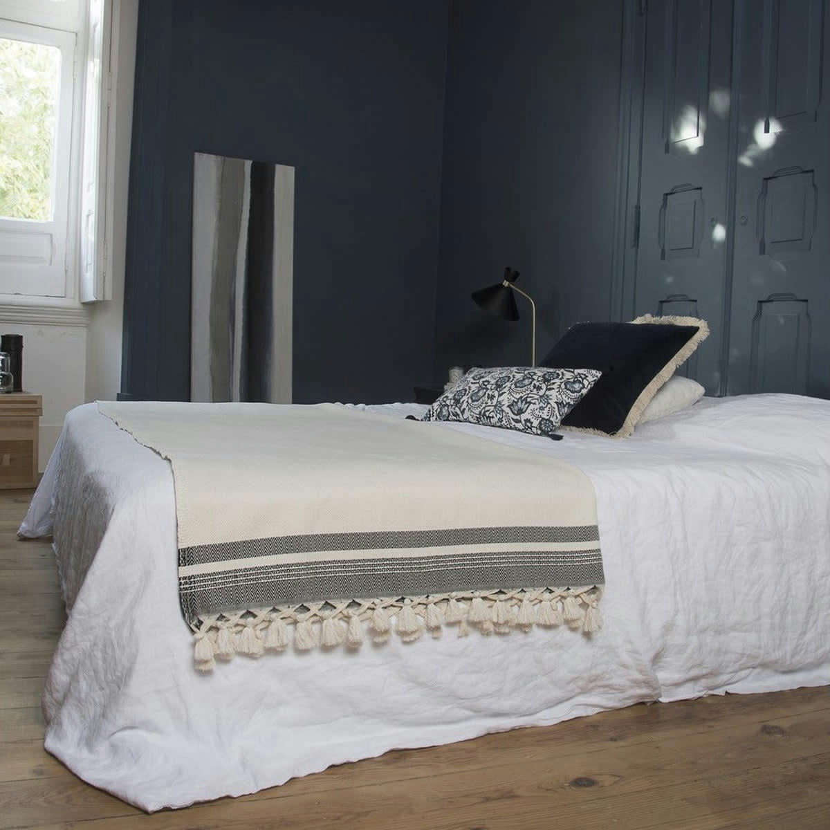 IVAN - Plaid coton  160x250 noir