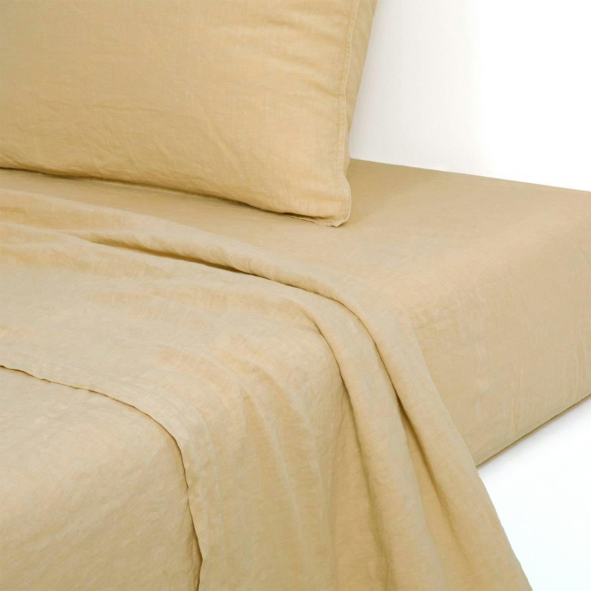 PETIT JOUR - Drap plat en  lin lavé beige 240 x 300 cm