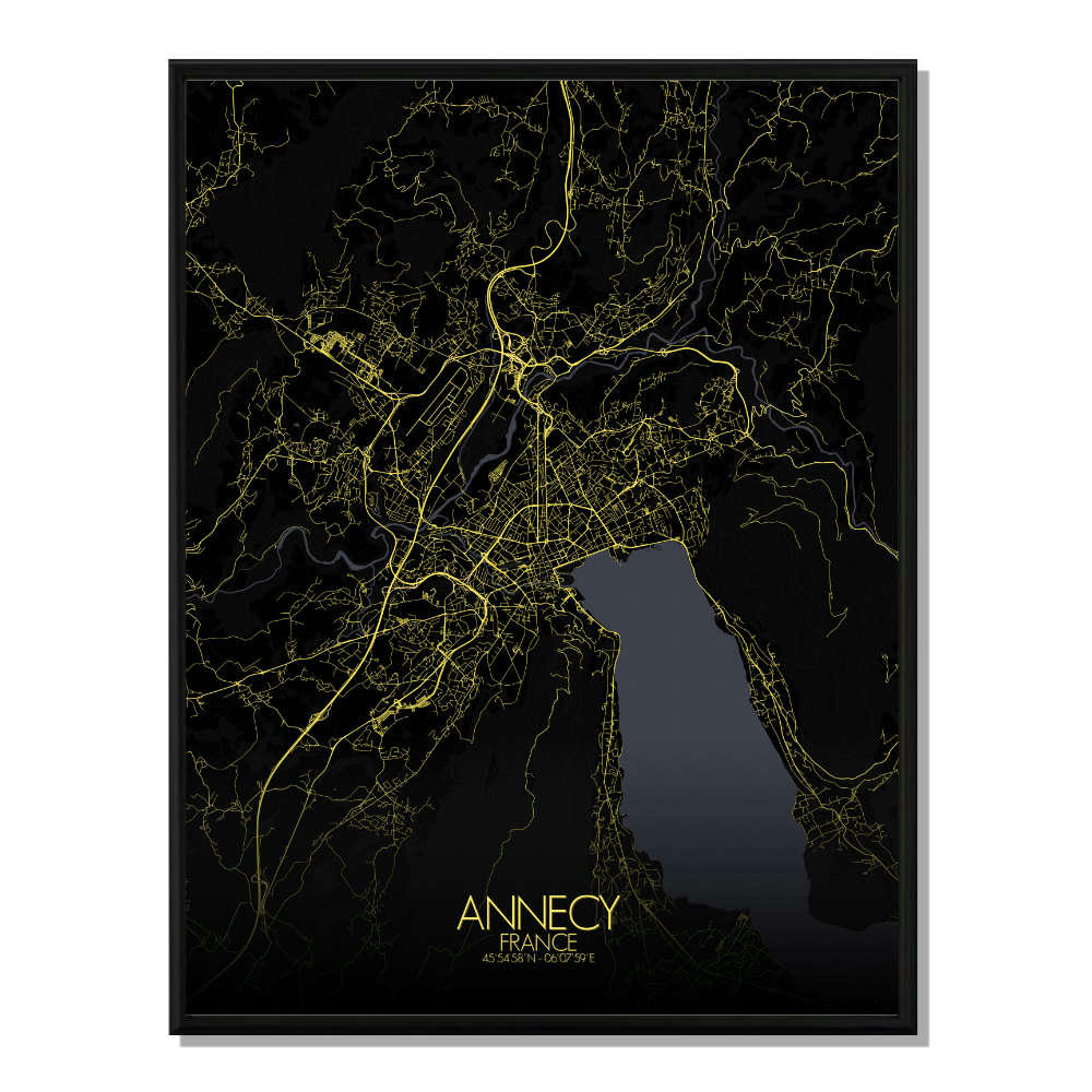 - Affiche Annecy Carte Nuit 40x50