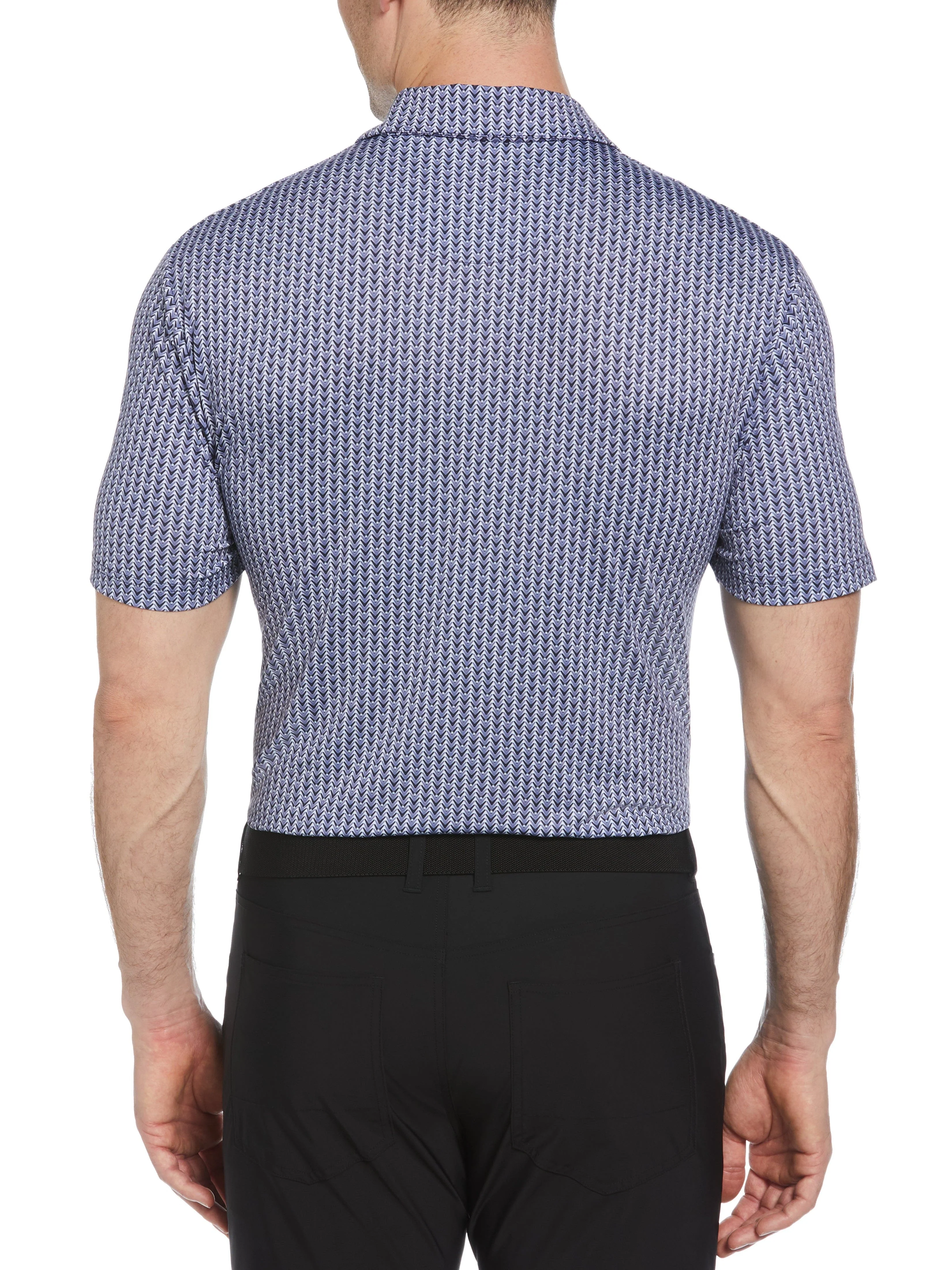 Mens Herringbone Print Polo