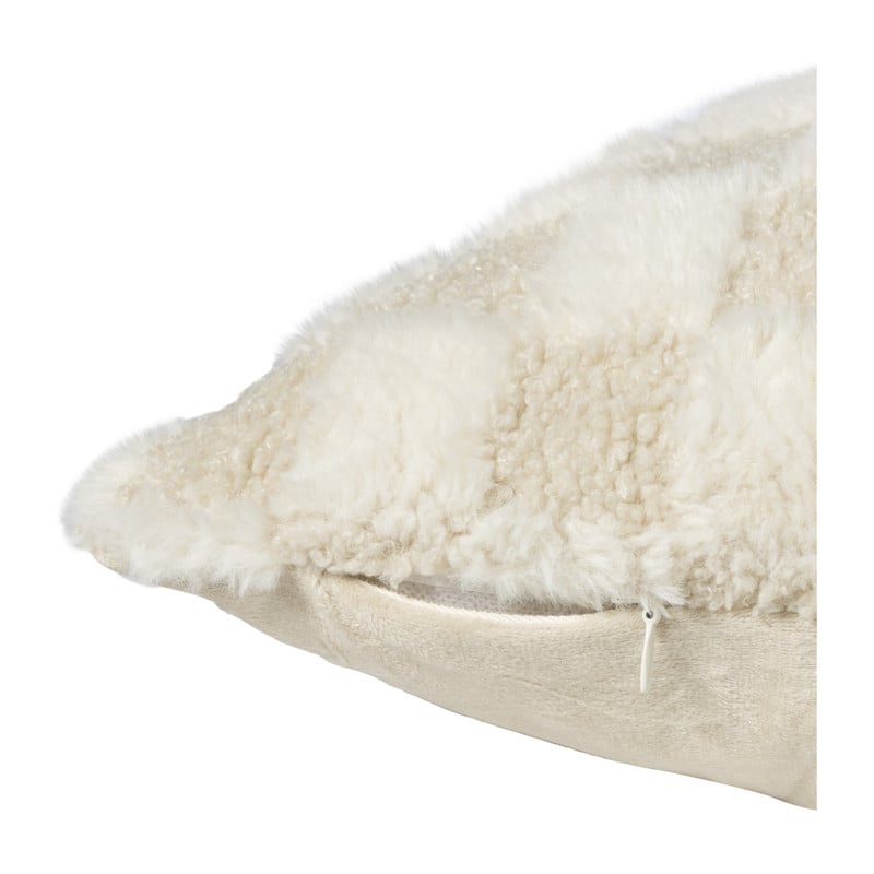 Kussen geblokt teddy - beige - 45x45 cm