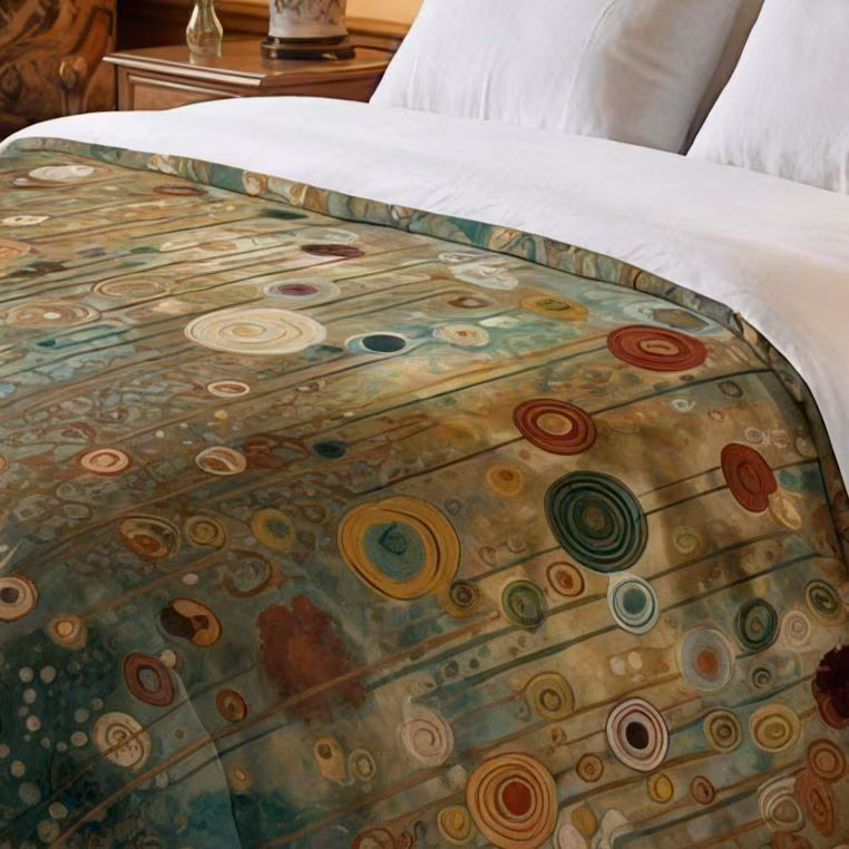 Gustav Klimt Inspired Bedspread, Botanical Summer Lightweight Bed Topper, Twin Full Queen King Coverlet, Bed Cover, Bedding, Blanket