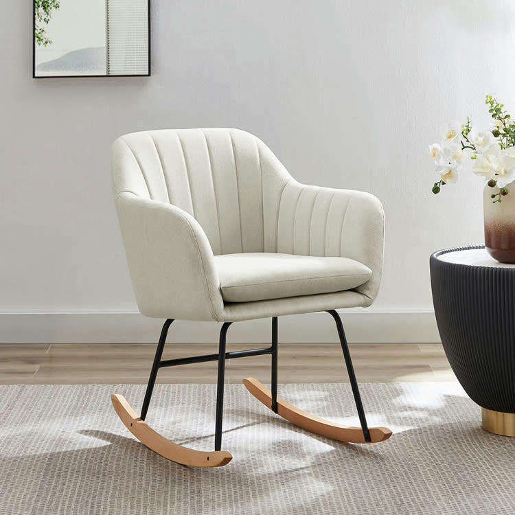 ELSA - Fauteuil  tissu beige rocking chair