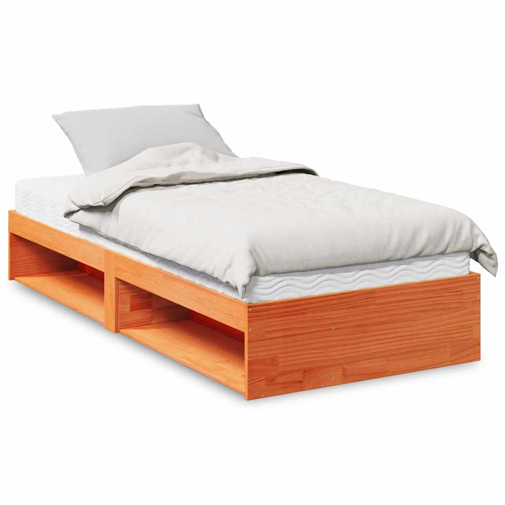 Łóżko Drewniane Rama Łóżka Sofa Ze Stelażem Brązowa 80x200 cm