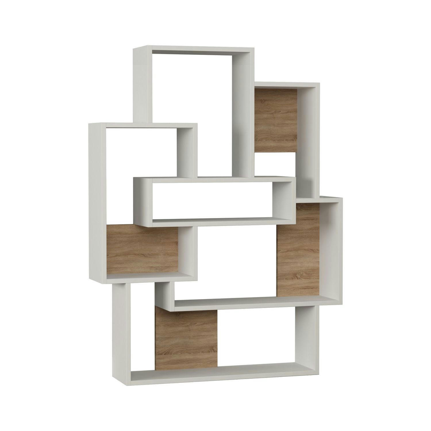 BARCE - Etagère bibliothèque design effet bois L. 101 x H. 132 cm blanc