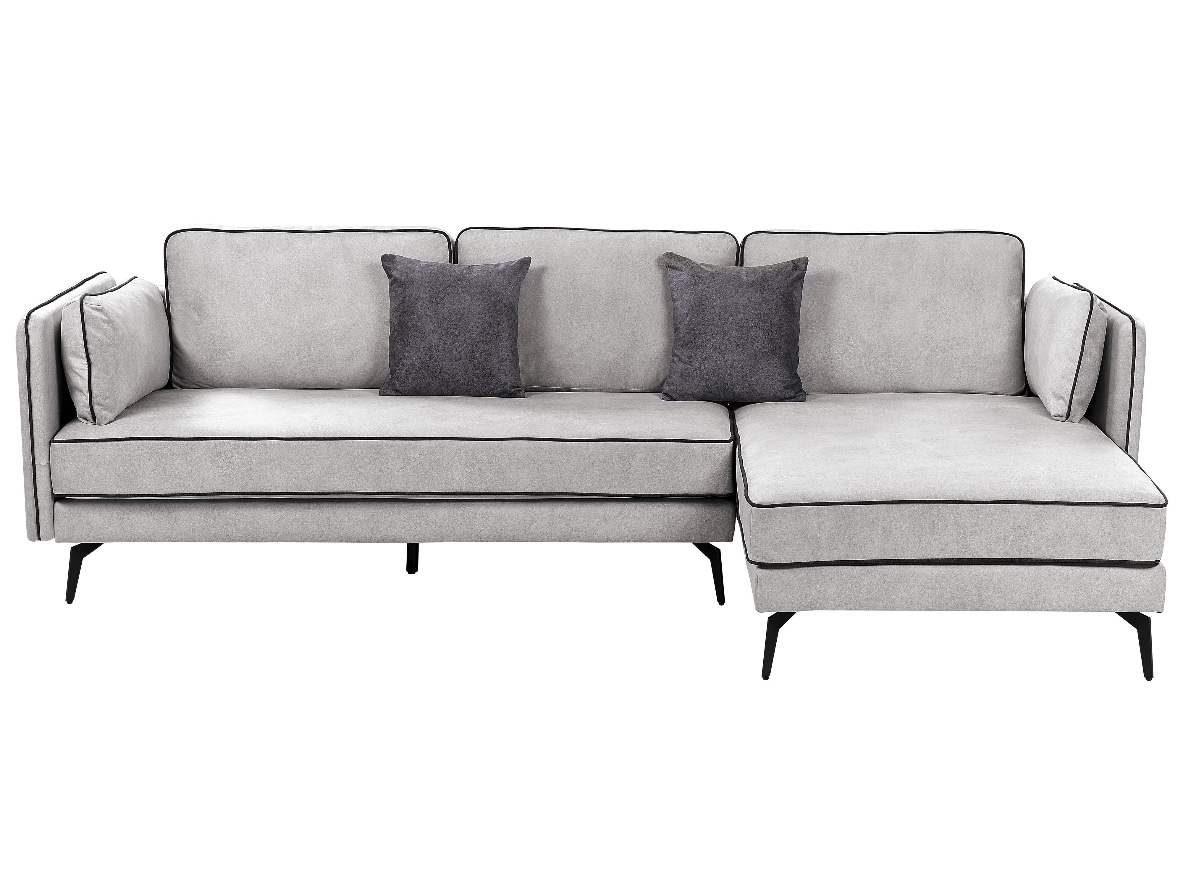 Corner Sofa 3 Seater ALTAN Velvet Light Grey Left Hand