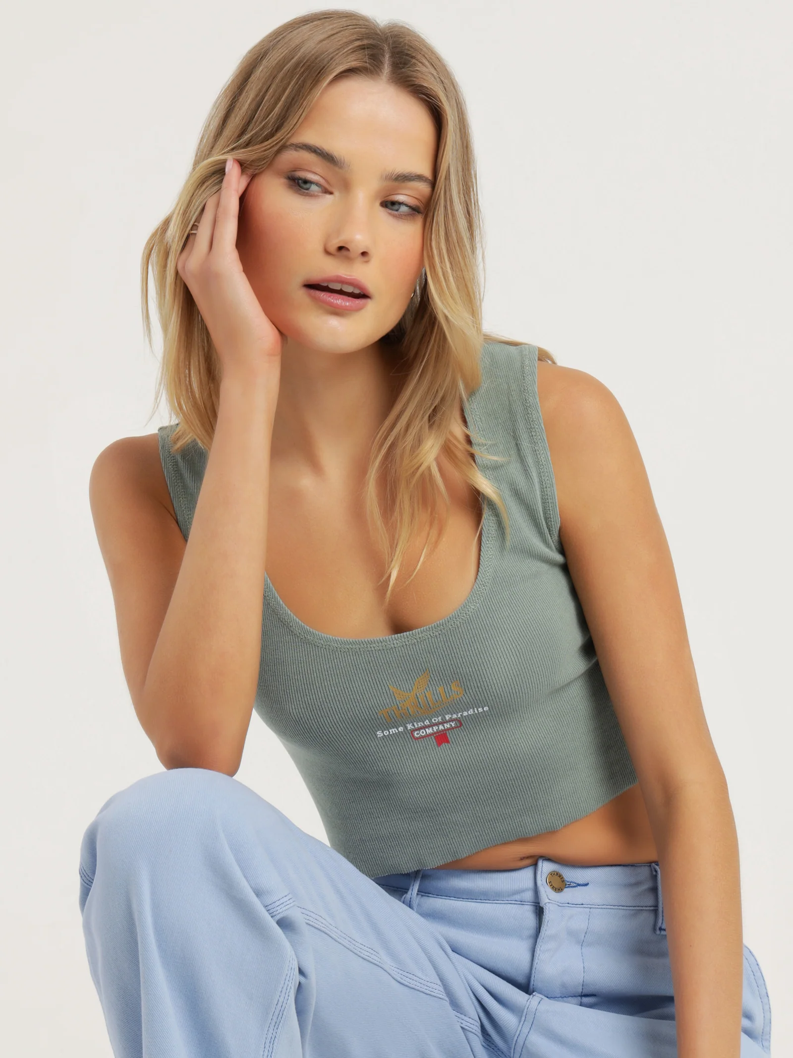 Golden Paradise Crop Rib Singlet