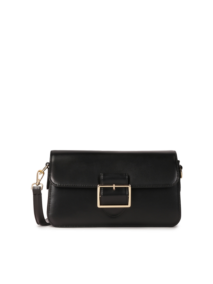 Black baguette bag with two straps