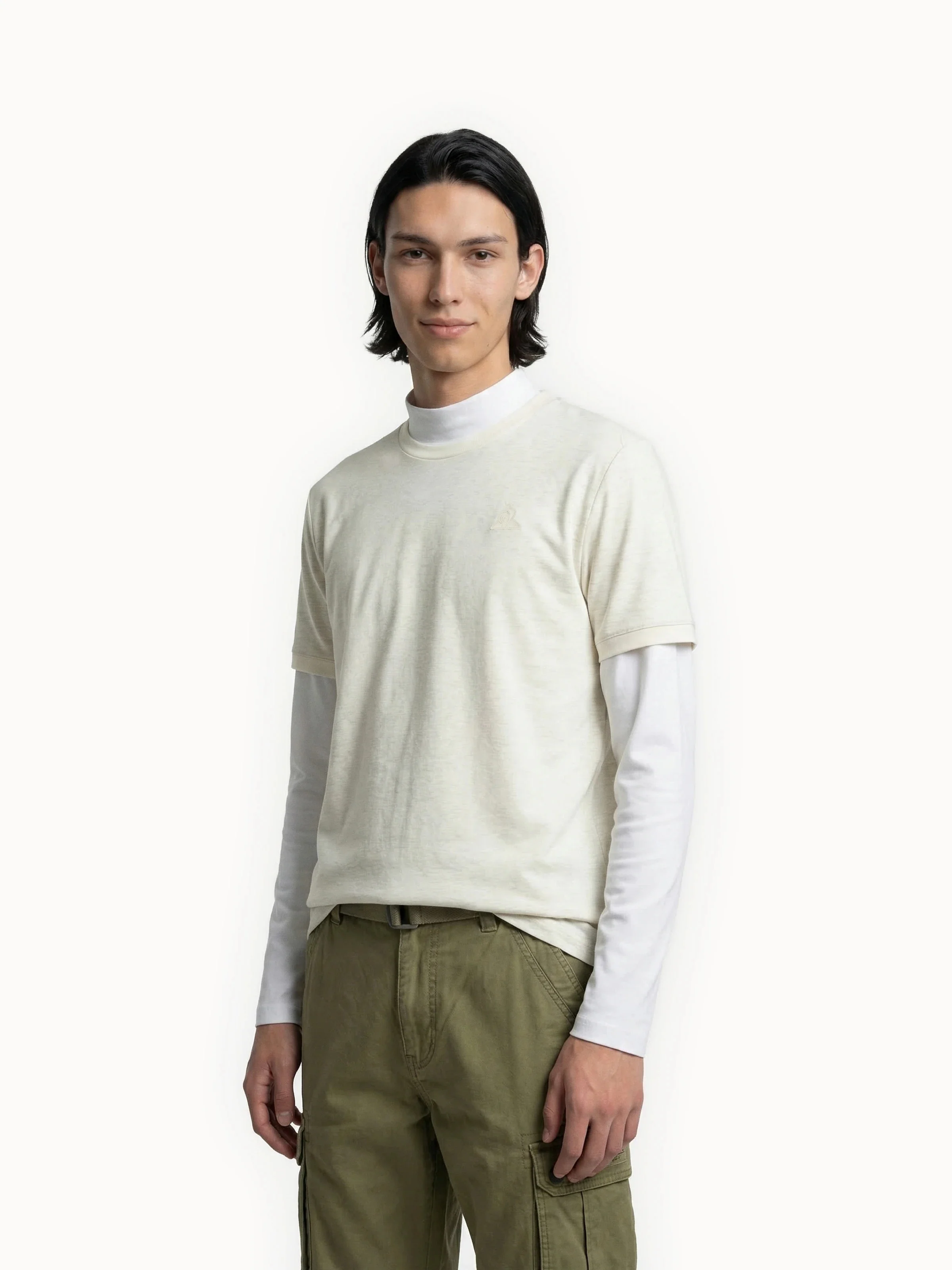 T-shirt Essentiel en jersey de coton avec logo brodé ton sur ton