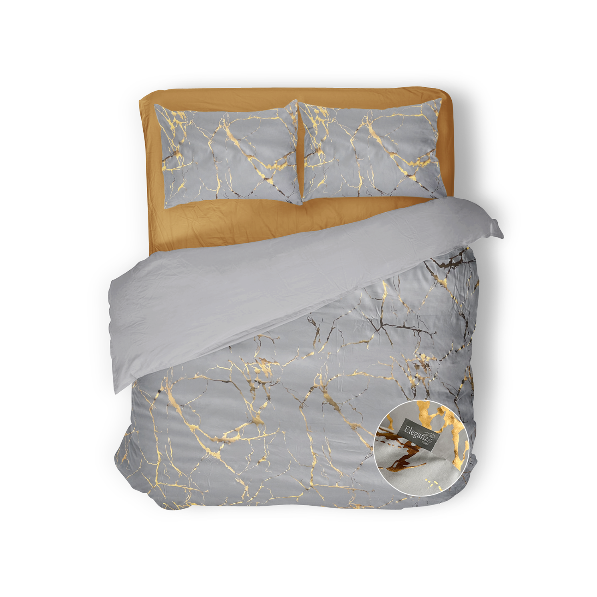 Eleganzzz Dekbedovertrek Micropercal Strike of Gold - soft white