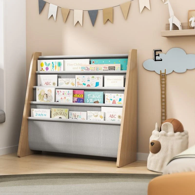 Hansabenne Humble Crew Kids Sling Bookshelf Book Organizer Book Shelf for Kids Room