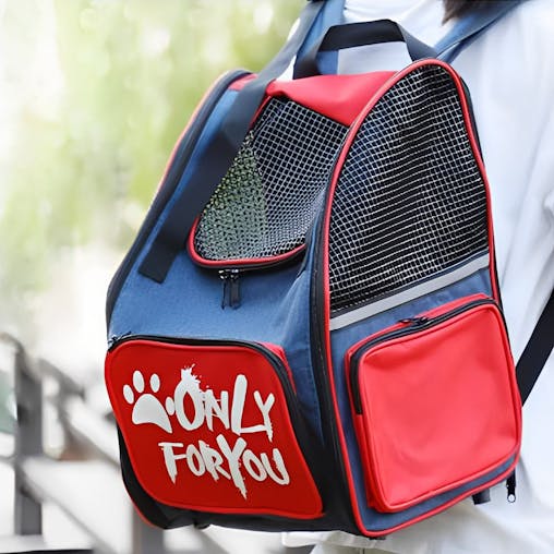 SOGA Red Pet Carrier Backpack Breathable Mesh Portable Safety Travel Essentials Outdoor Bag