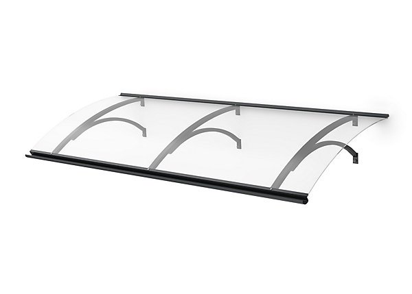 ARCTOM Auvent Olos 197x85, couleur blanc RAL9016, plaque incolore PMMA